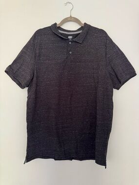 Old Navy Men's Black Heather Short-Sleeve Polo